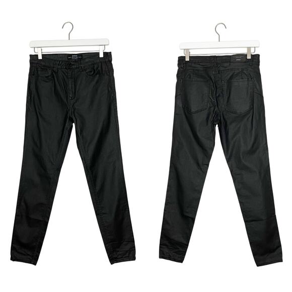 Stradivarius High Waist Coated Skinny Ankle Cropped Jeans Black size 10 - Picture 9 of 13